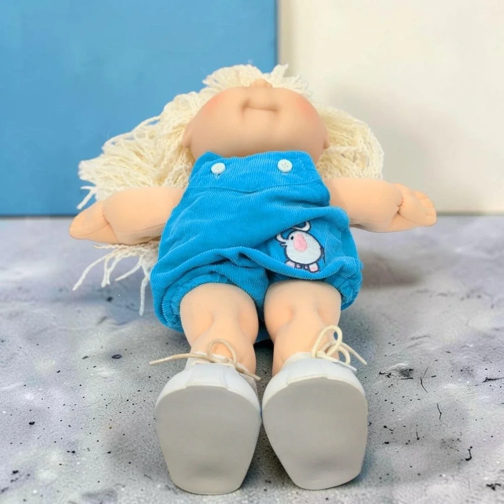 VTG 90's Mattel Cabbage Patch Kids Doll Blonde Yarn Crimped Hair Corduroy 1990